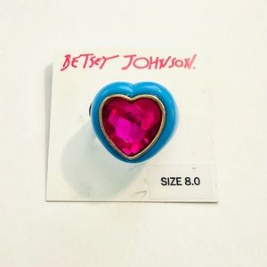 Betsey Johnson Blue & Pink Heart Ring